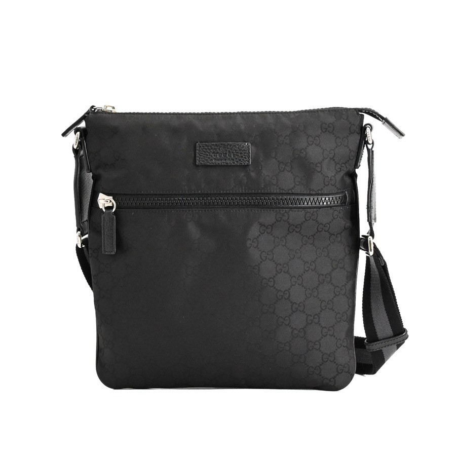Gucci Black Leather Double G Shoulder Bag